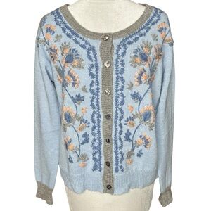 Sundance Embroidered & Beaded Floral
Retro Style Cardigan. Size Medium